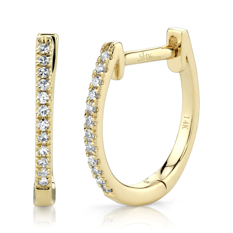 Shy Creation 0.08 ctw Diamond Huggie Earrings in 14k Yellow Gold image number null