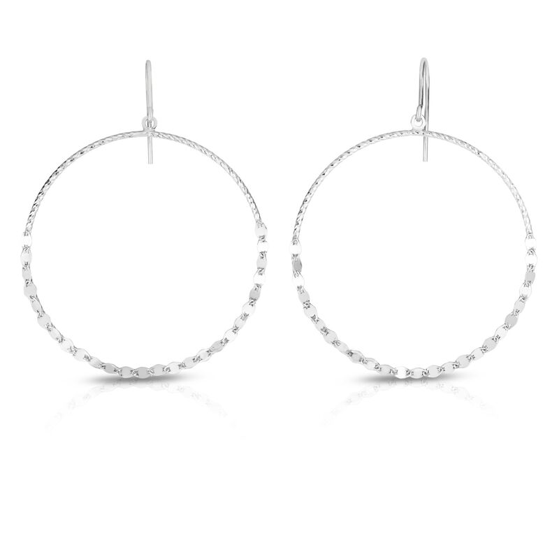 Diamond Cut Open Circle Dangle Earrings in Sterling Silver image number null