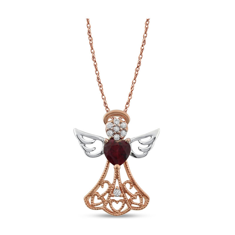 Created Ruby & White Sapphire Angel Fashion Pendant in 10k Rose & Sterling Silver image number null