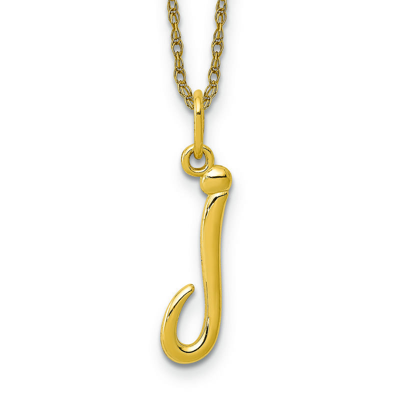 Script J Initial Necklace in 14k Yellow Gold image number null