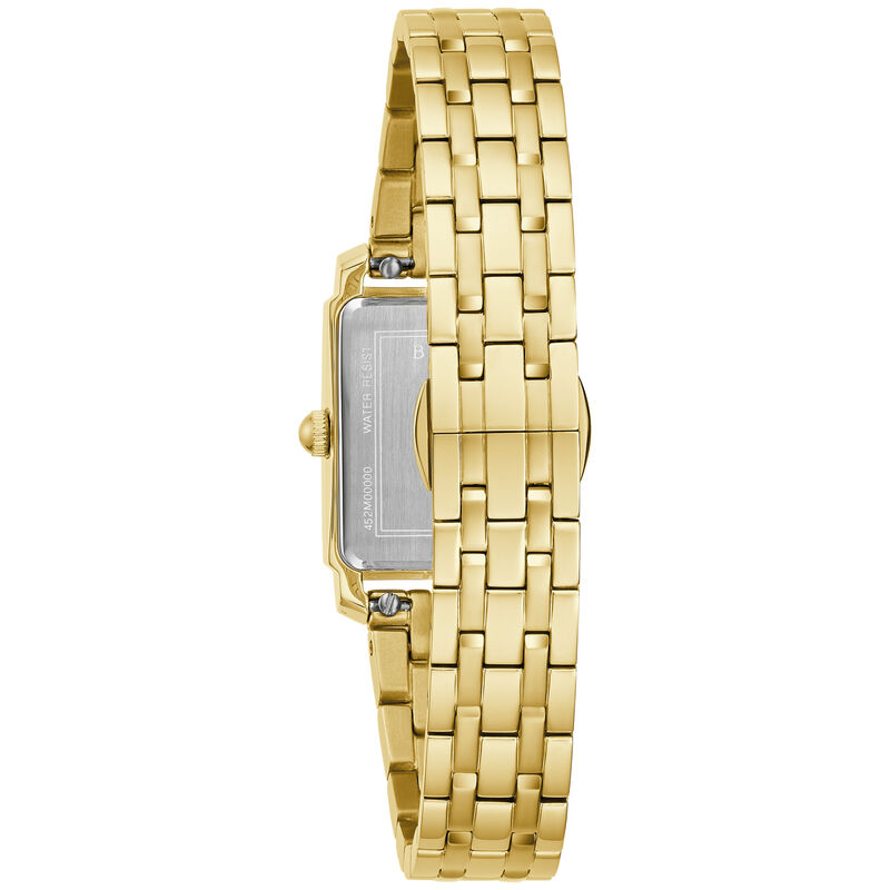 Bulova Ladies' Sutton White Mother of Pearl Dial Yellow IP Bracelet 21mm Watch 97L177 image number null