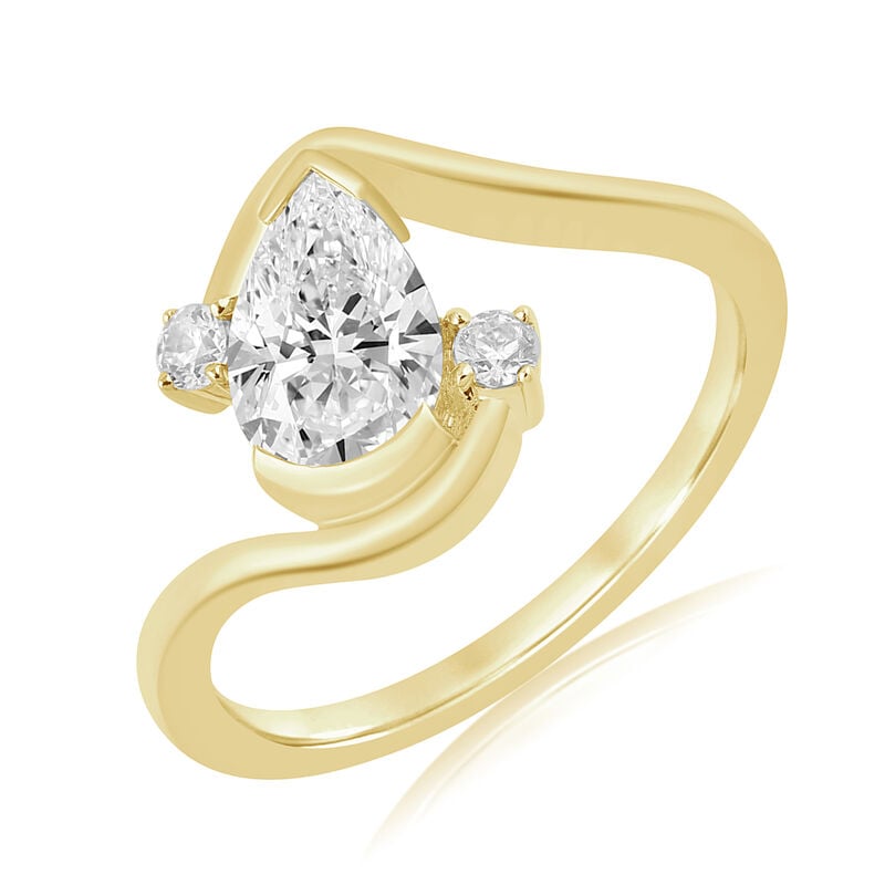 Princess Lab Grown Diamond 1 1/10ctw. Freeform Three Stone Engagement Ring in 14k Yellow Gold image number null
