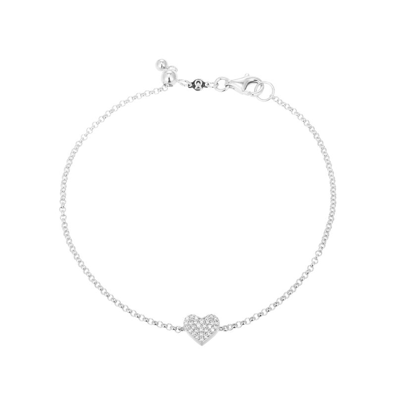 Lab Grown Diamond Heart Rolo Bracelet in Sterling Silver image number null