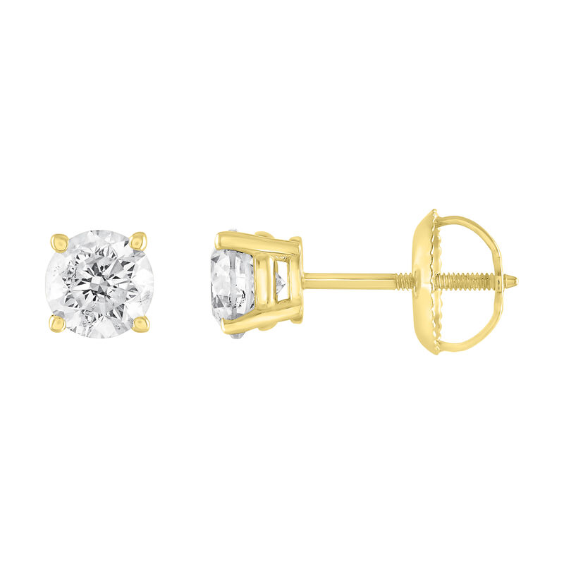 Brilliant-Cut 1tw. HI I2 Diamond Stud Earrings in 14k Yellow Gold image number null