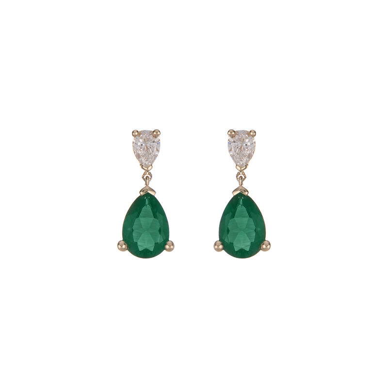 Catherine, 10kt. YG Created Emerald & Lab Grown Diamond Dangle Earrings image number null