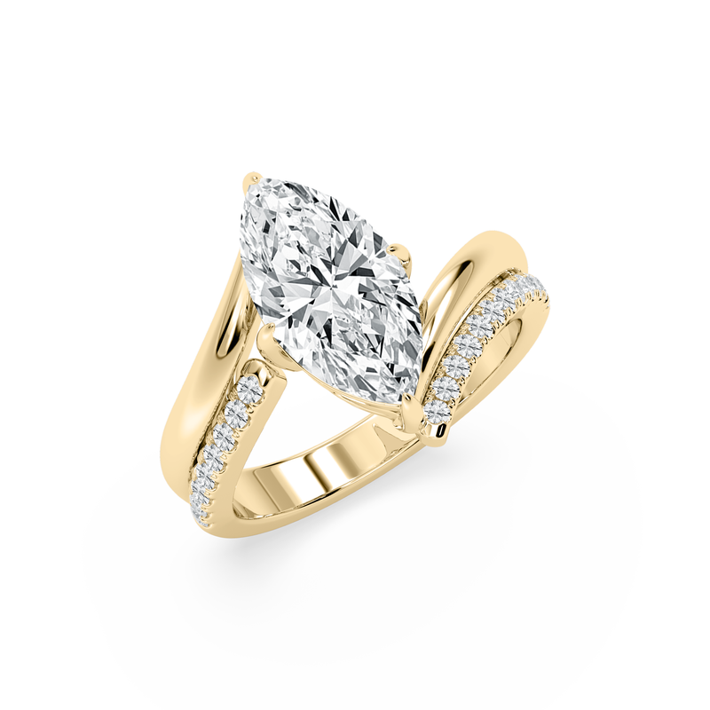 Marquise Lab Grown Diamond 3 1/4ctw. Double Row Bypass Engagement Ring in 14k Yellow Gold image number null