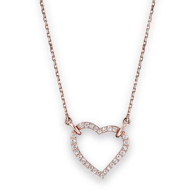 Lab Grown 1/4ct. Diamond Open Heart Necklace in 14k Rose Gold