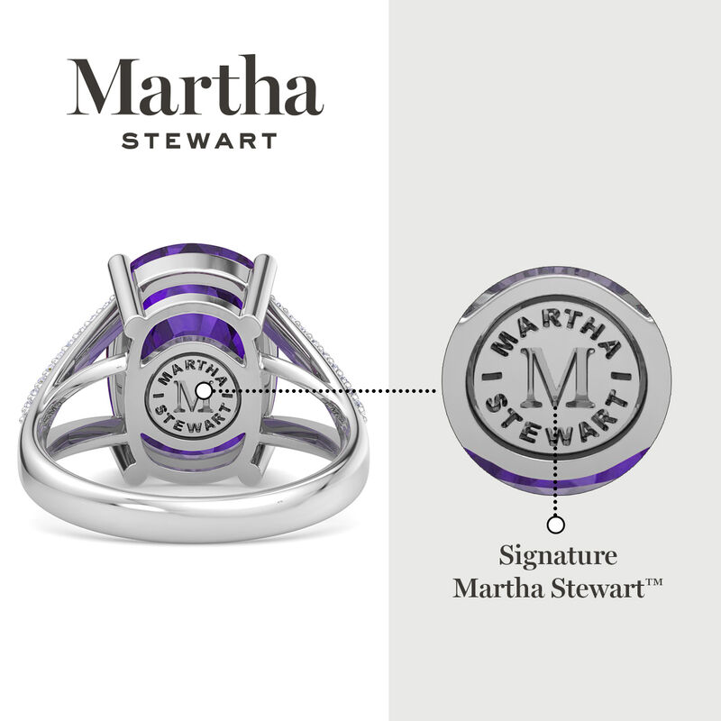 Martha Stewart 10 1/4ctw. Cushion Cut Amethyst & Lab Grown Diamond Ring In Sterling Silver image number null