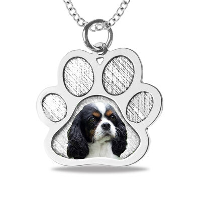 Pet Paw Photo Pendant in Sterling Silver