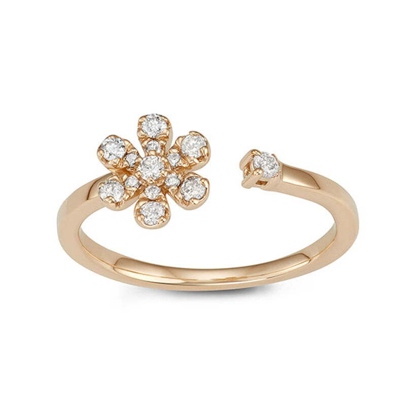 Open-Wrap Daisy Diamond Ring in 14k Yellow Gold image number null
