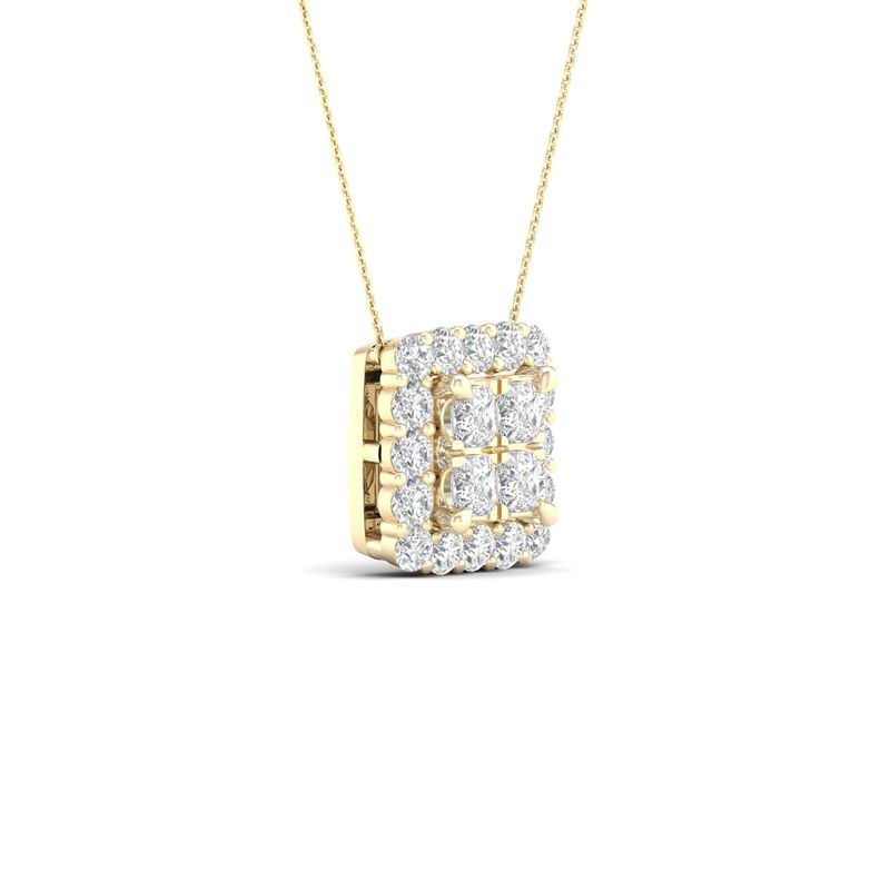 Princess-Cut 1ctw. Diamond Cluster Pendant in 10k Yellow Gold image number null