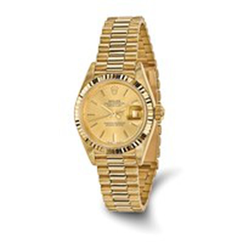 Rolex Ladies' Pre-Owned Datejust Presidential 26mm Watch in 18k Yellow Gold CRX129 image number null
