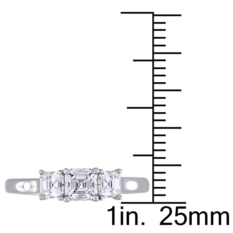 Asscher-Cut 1ctw. Diamond 3-Stone Engagement Ring in 14k White Gold image number null