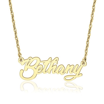 High Polished Cursive Personalized Name Necklace in Yellow Gold Plated Sterling Silver