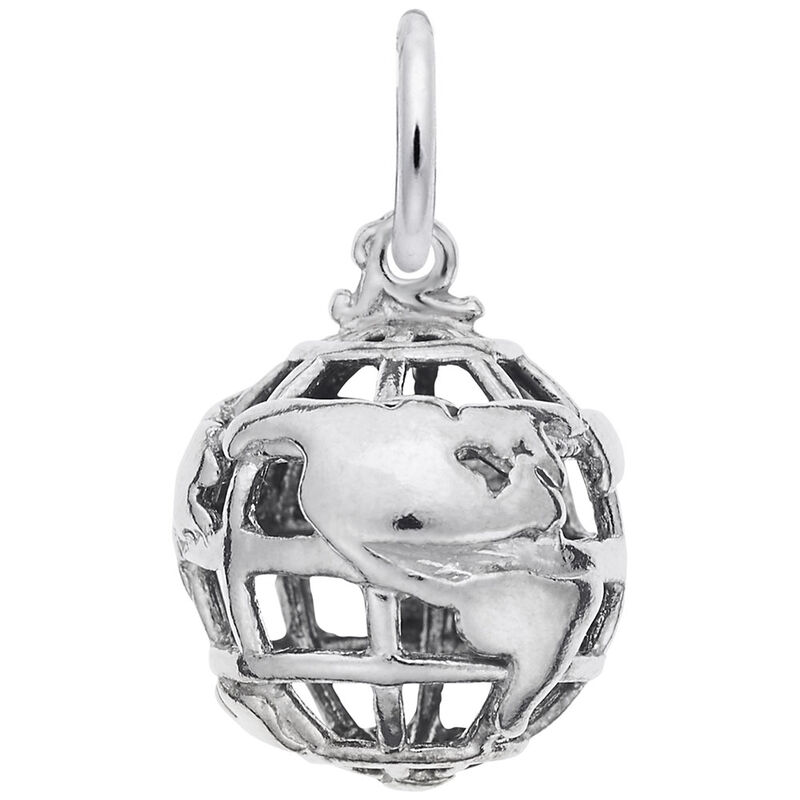 Globe Charm in 14k White Gold image number null