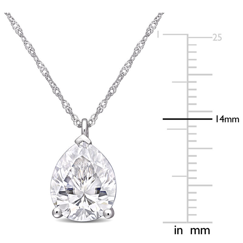 Created Pear-Shaped Moissanite Solitaire Pendant in 14k White Gold image number null