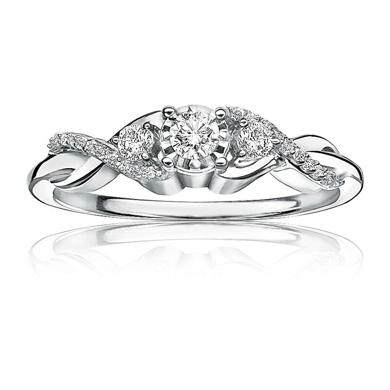 Diamond Three-Stone ¼ctw. Promise Ring in White Gold image number null