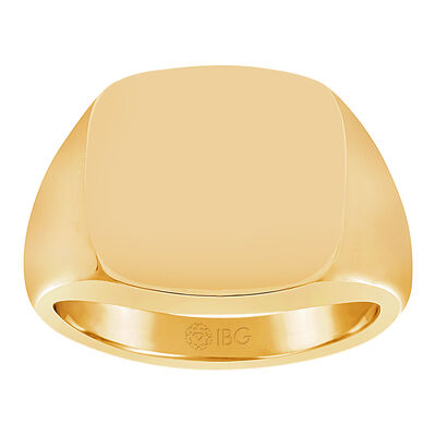 Cushion All polished Top Signet Ring 16x16mm in 10k Yellow Gold 