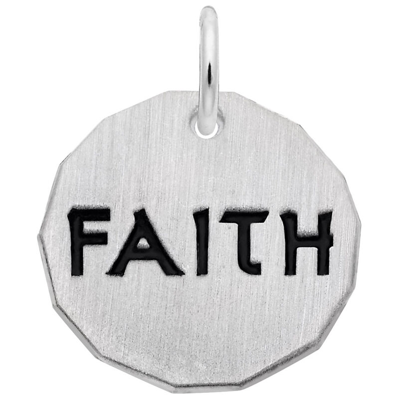 Faith Charm Tag in 14K White Gold image number null