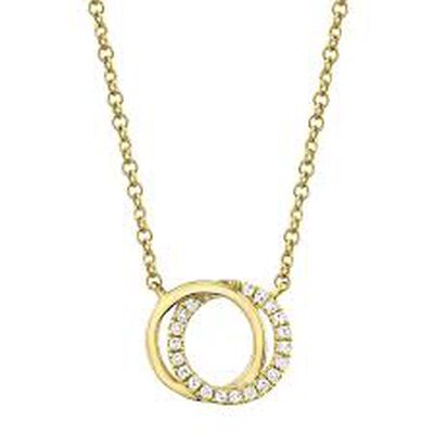 Shy Creation Diamond Love Knot Circle Pendant in 14k Yellow Gold