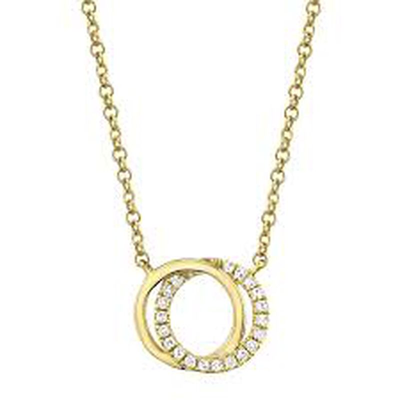 Shy Creation Diamond Love Knot Circle Pendant in 14k Yellow Gold image number null