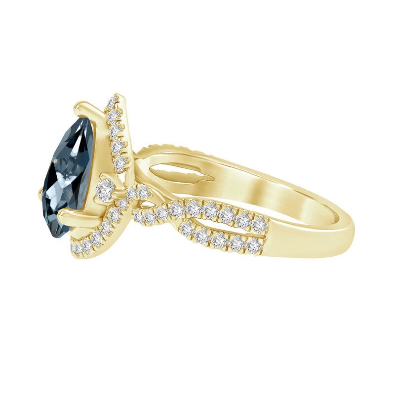Pear-Shaped Blue Topaz & Diamond Ring in 10K Yellow Gold image number null