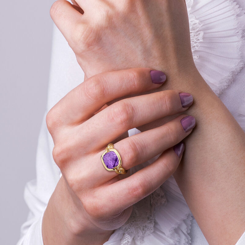 Amethyst Fashion Ring in Gold Plated image number null
