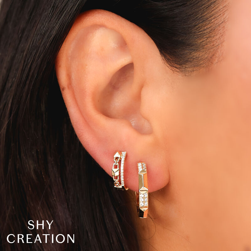 Shy Creation Brilliant-Cut .24ctw. Diamond Geo Cut Fashion Hoops in 14k Yellow Gold image number null