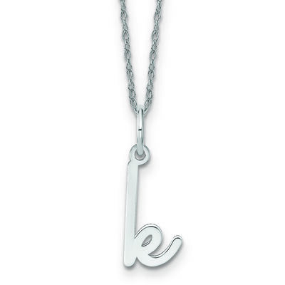 Script K Initial Necklace in 14k White Gold