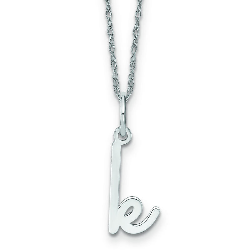 Script K Initial Necklace in 14k White Gold image number null