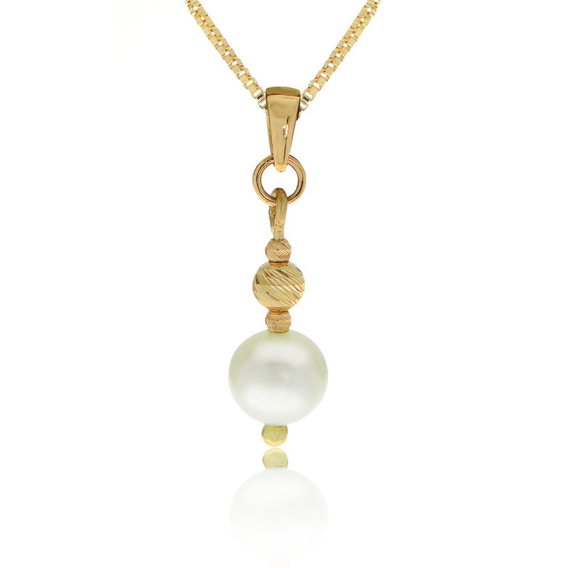 Pearl Drop Pendant in 14k Yellow Gold image number null