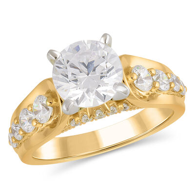 Brilliant-Cut Lab Grown 2.29ctw. Diamond Wide Cathedral Engagement Ring in 14k Yellow Gold