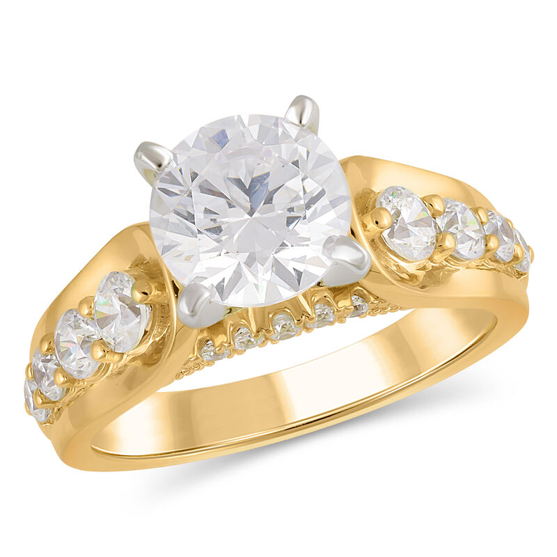 Brilliant-Cut Lab Grown 2.29ctw. Diamond Wide Cathedral Engagement Ring in 14k Yellow Gold image number null