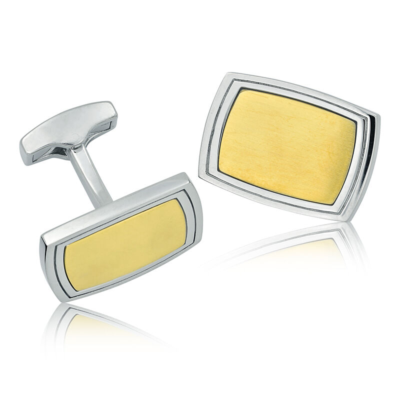 Men's Stainless Steel Yellow Ion-Plated Cufflinks image number null