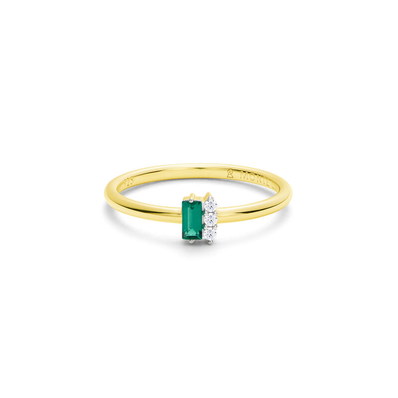Created Emerald & Lab Grown Diamond Ring in Gold Plated Sterling Silver image number null