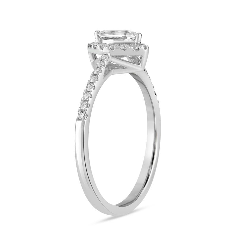 Marquise Lab Grown Diamond & Created White Sapphire Halo Ring in Sterling Silver image number null
