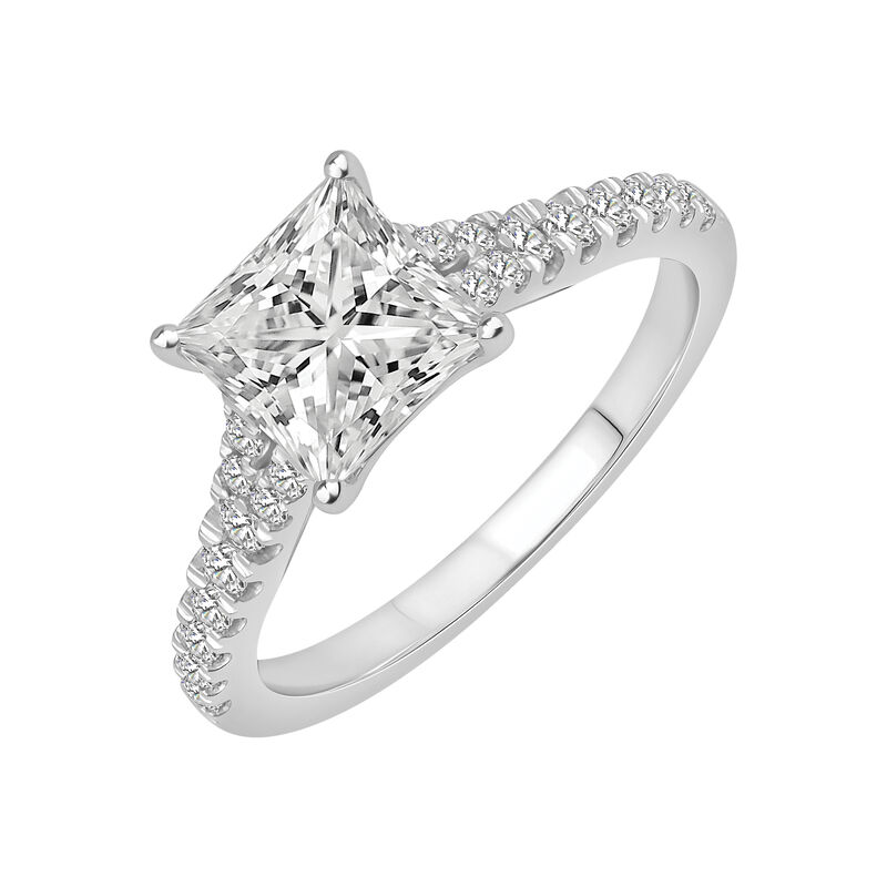 Princess-Cut Lab Grown 2 1/3ctw. Diamond Split Shank Engagement Ring in 14k White Gold image number null