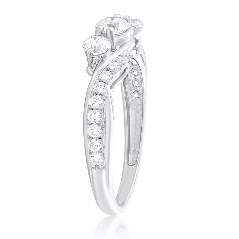 Brilliant-Cut 3/4ctw. Diamond Three-Stone Plus Engagement Ring in 14k White Gold image number null