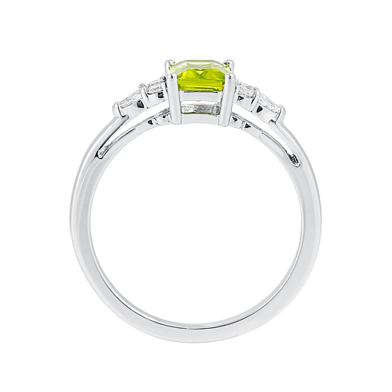 Peridot and Lab Diamond 1/5ctw. Cocktail Ring in White Gold image number null
