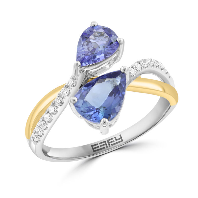 EFFY Pear-Shaped Tanzanite & Diamond Ring in 14k Two-Tone Gold image number null