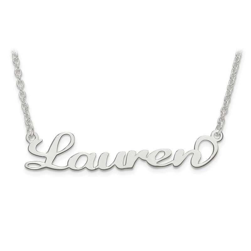 Laser Polished Nameplate Pendant in Sterling Silver (up to 9 letters) image number null
