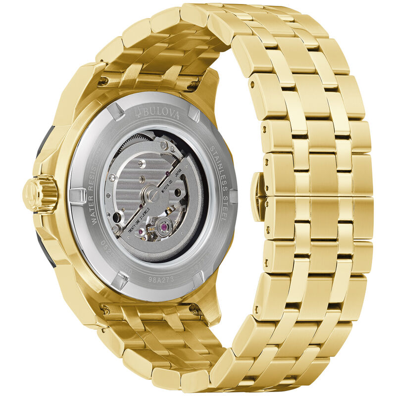 Bulova Men's Gold Plated Stainless Steel Marine Star Watch 98A273 image number null