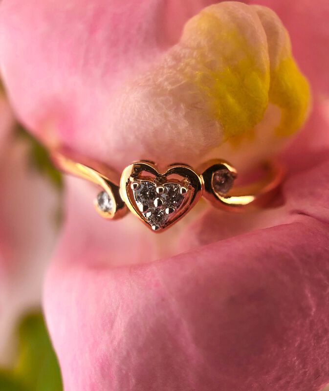 Diamond Cluster Heart Shape Promise Ring in 10K Rose Gold image number null