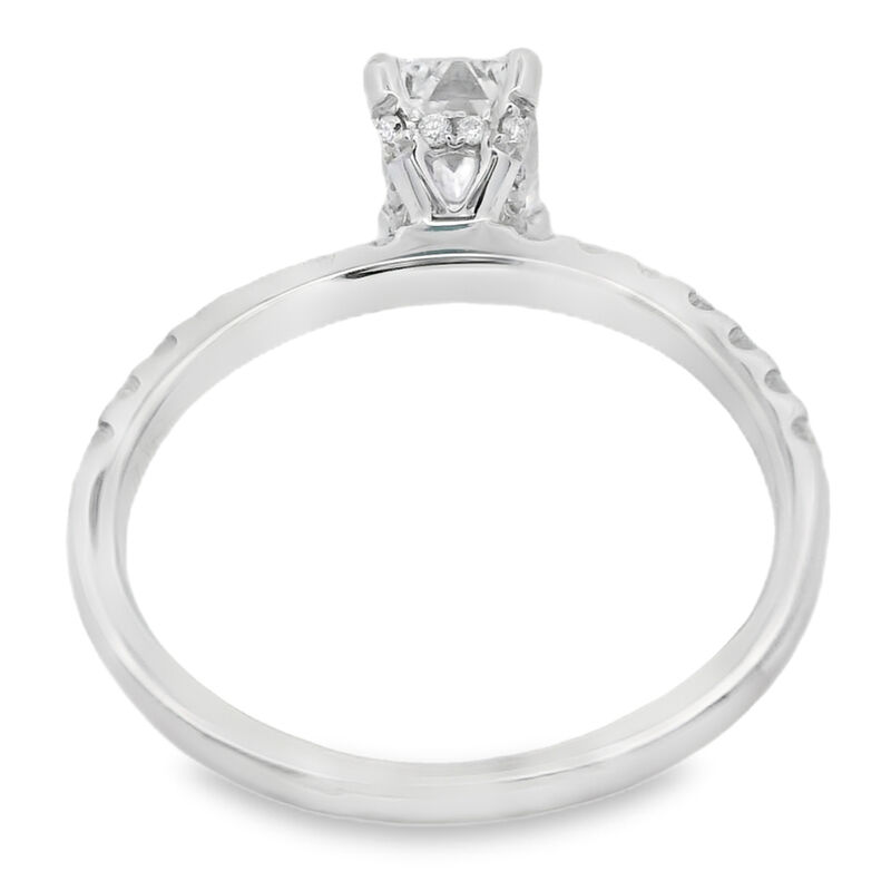 Emerald-Cut 1 3/8ctw. Diamond Hidden Halo Classic Shank Engagement Ring in 14k White Gold image number null