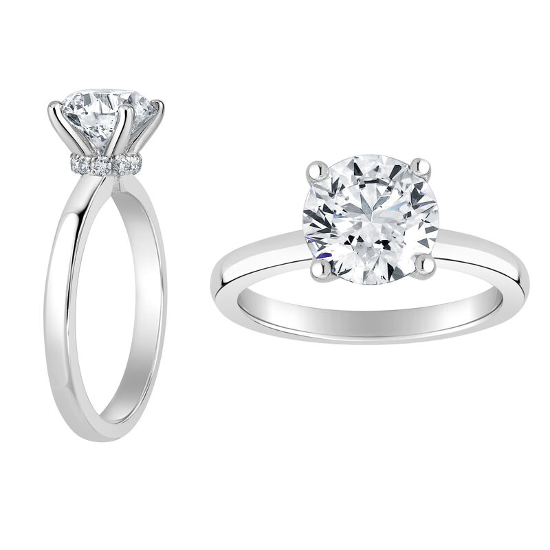 Brilliant-Cut Lab Grown 2ct. EF VS Diamond Ribbon Halo Solitaire Engagement Ring in 14k White Gold image number null