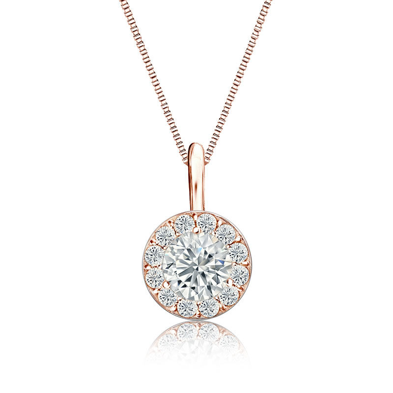 White Diamond Halo &#189;ct. Pendant in 14k Rose Gold image number null