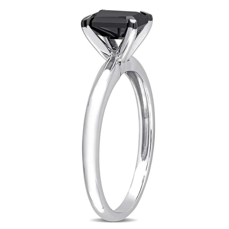  Emerald-Cut 1ctw. Black Diamond Solitaire Engagement Ring in 14k White Gold image number null