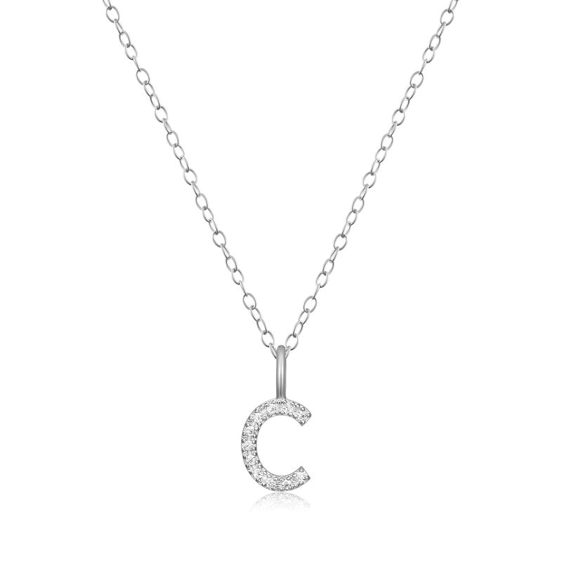 Lab Grown Diamond Letter C Initial Pendant Necklace in Sterling Silver image number null
