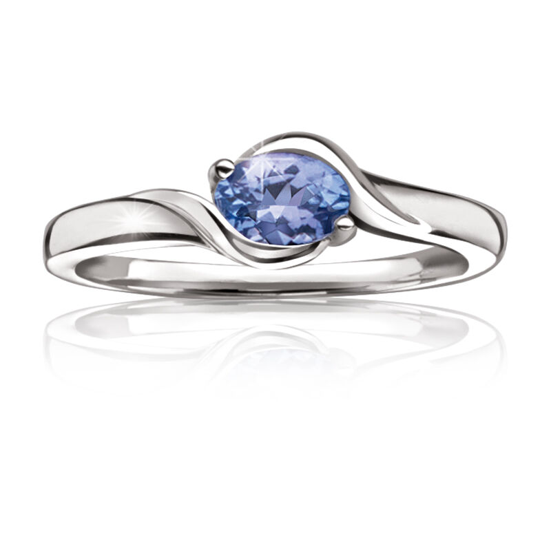 Genuine Oval Tanzanite Ring in Sterling Silver image number null