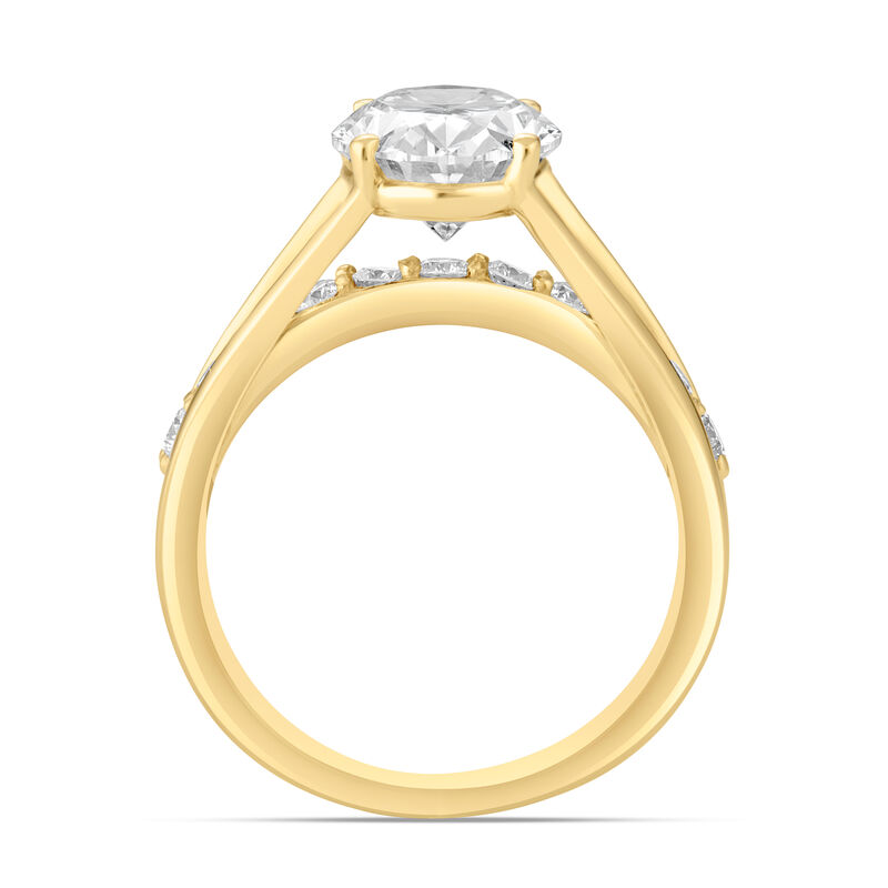 Oval Lab Grown Diamond 2 1/3ctw. Three Stone Engagement Ring in 14k Yellow Gold image number null